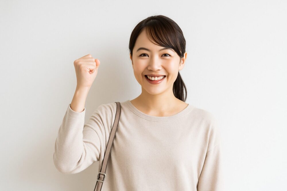 ガッツポーズのママ看護師